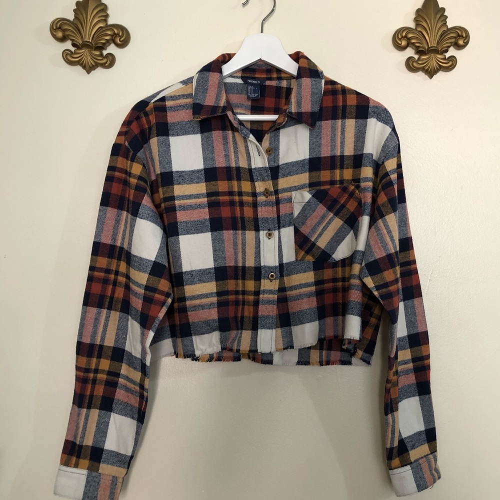 Button down crop shirt